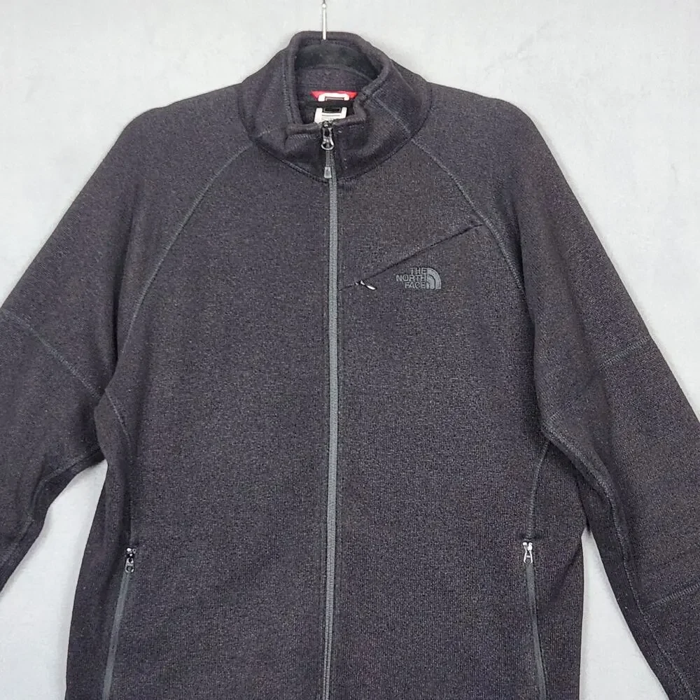 NORTH FACE Jacket Mens Large Black Full Zip Fleece Zip Pockets Outdoor Hiking
